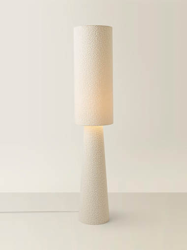 Cream Boucle Fabric Floor Lamp