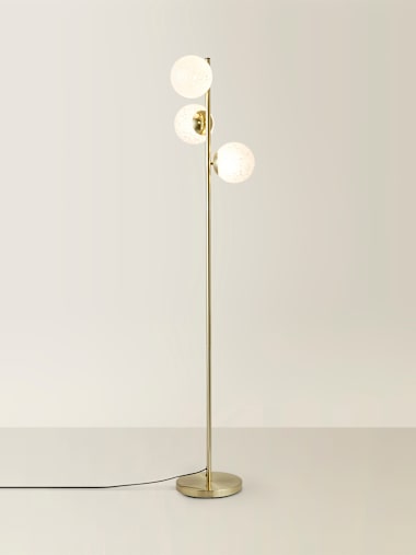 Jas Brushed Gold 3 Way Confetti Glass Floor Lamp