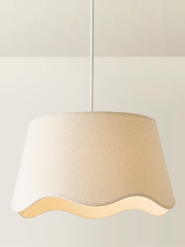 Large Natural Linen Scalloped Shade