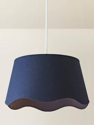 Mabel Large Navy Linen Scalloped Shade