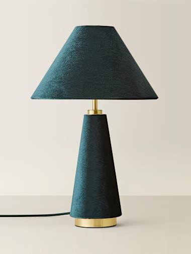Martha Teal Velvet Conical Table Lamp