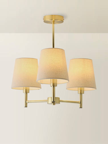 Brushed Gold 3 Arm Chandelier