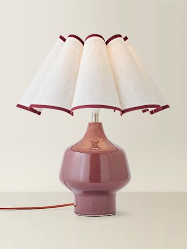 Jamie Burgundy Table Lamp with Scalloped Shade