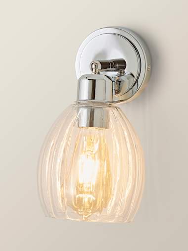 Cheltenham Polished Chrome and Ribbed Glass Dome Adjustable Wall Light