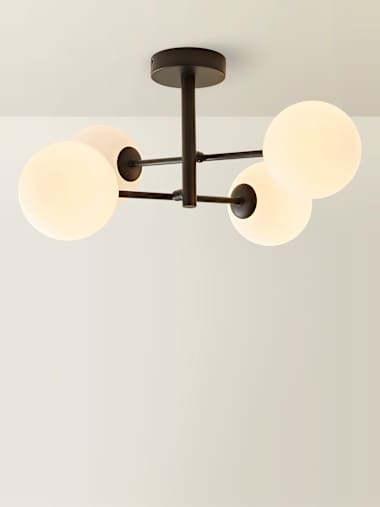 Black IP44 4 Arm Frosted Globe Ceiling Light