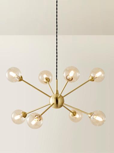 Brushed Gold 8 Arm Sputnik Ceiling Light
