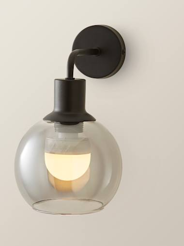 Matte Black Rechargeable Smoked Glass Wall Light with Remote