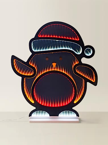 Premier Decorations Standing Robin with Santa Hat Infinity Mirror