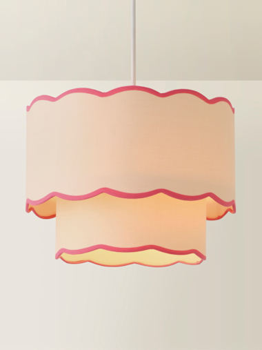 2-Tier Colour Clash Pink Trim Scalloped Shade