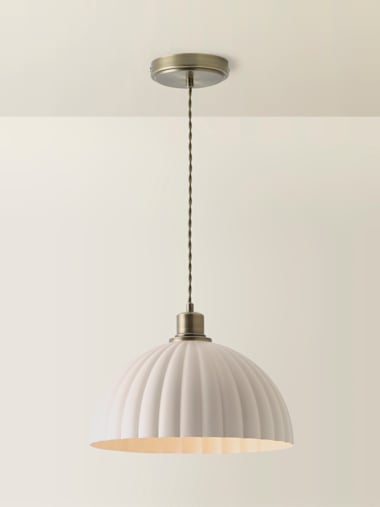 Bourton Brushed Gold Ribbed Dome Pendant Ceiling Light