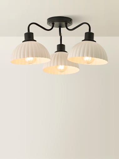  Bourton 3-Arm Matte Black Ribbed Dome Ceiling Light