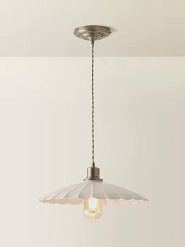Brushed Brass Cream Floral Scallop Pendant Ceiling Light
