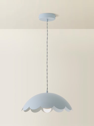Powder Blue Scallop Dome Pendant Ceiling Light