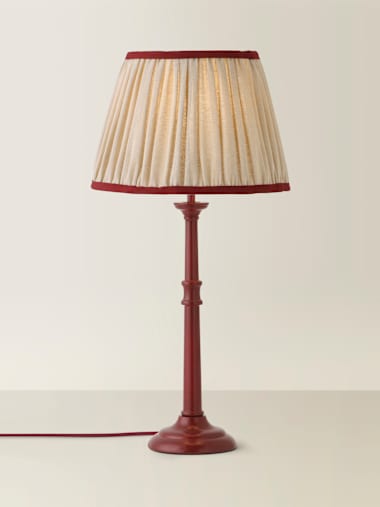 Burgundy Candlestick Table Lamps with Pleated Linen Shade