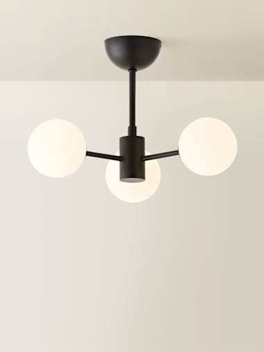 Matte Black 3 Arm Frosted Globe Ceiling Light