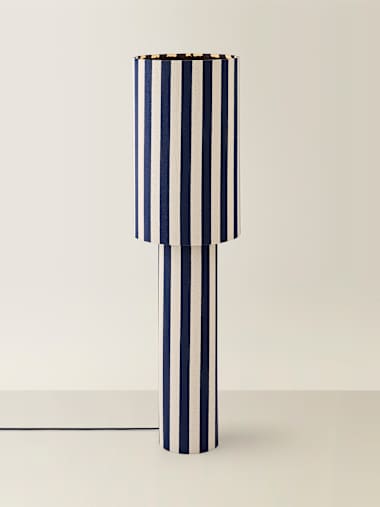 Navy Deckchair Stripe Fabric Midi Floor Lamp