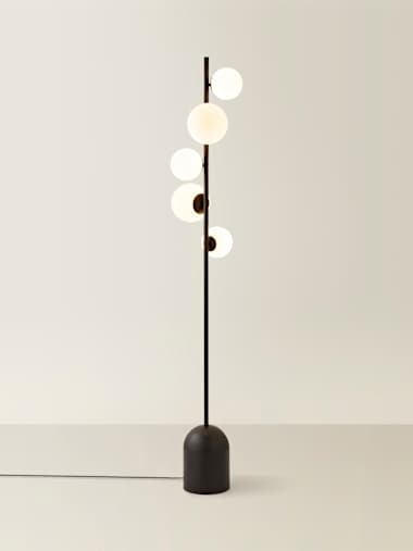 Matte Black Frosted Globe Multi Arm Floor Lamp