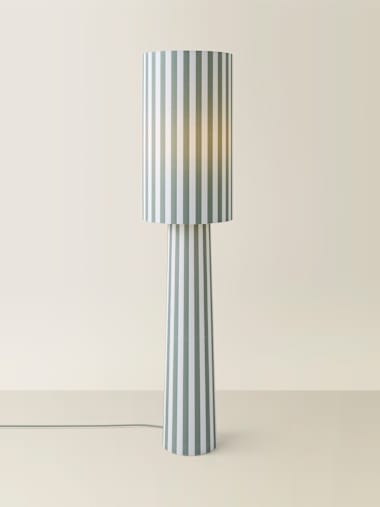 Green Stripe Fabric Midi Floor Lamp