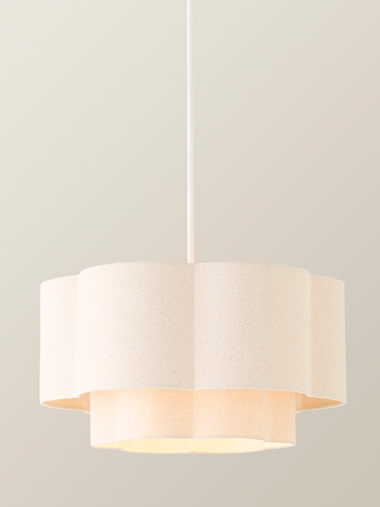 Natural 2 Tier Linen Scallop Shade