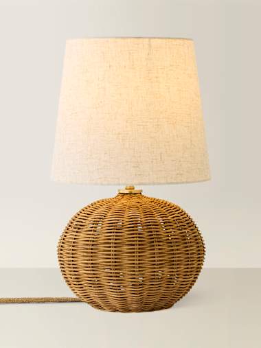 Natural Wicker and Linen Table Lamp