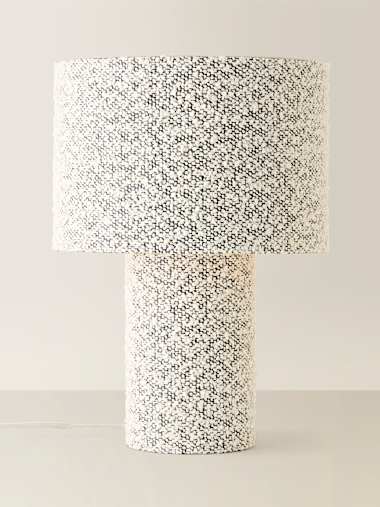 Grey Boucle Table Lamp