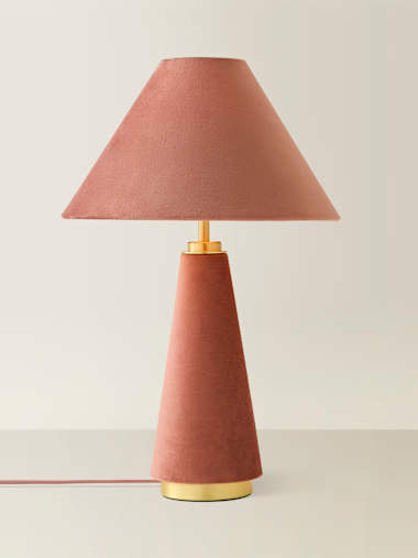 Pink Velvet Conical Table Lamp