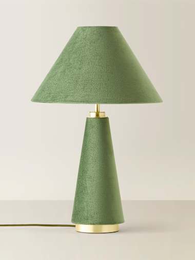Green Velvet Conical Table Lamp