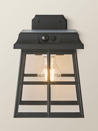 Matte Black Panelled Solar LED Wall Light