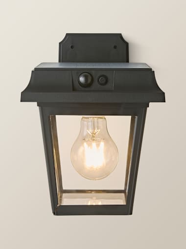 Matte Black Solar LED Lantern Wall Light