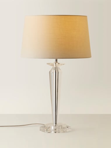 K9 Crystal Table Lamp with Beige Shade