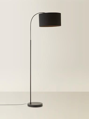 Curva Black Arc Floor Lamp with Black Shade
