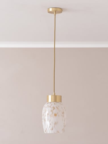 Gold Capped Confetti Glass Pendant Ceiling Light