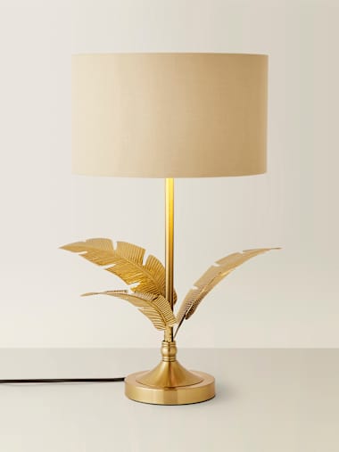 Gold Leaves Table Lamp with Beige and Gold Shade