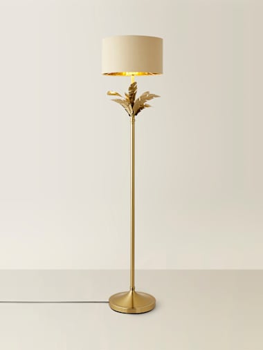 Gold Leaves Floor Lamp with Beige and Gold Shade
