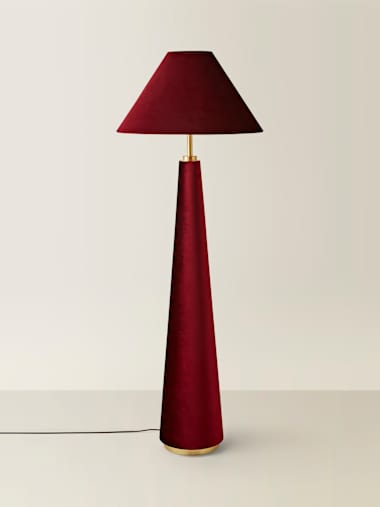 Martha Burgundy Velvet Conical Floor Lamp