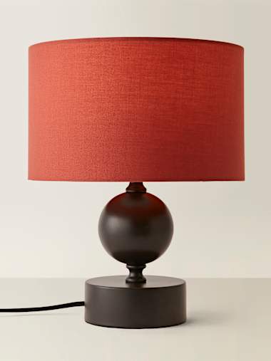 Anthony Black Candlestick Table Lamp with Rust Shade