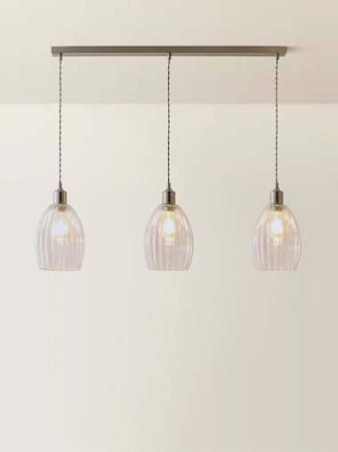 Silver with Ribbed Glass Diner Light