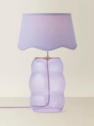 Lolly Lilac Glass Table Lamp with Scalloped Shade