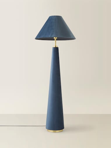Denim Blue Velvet Conical Floor Lamp