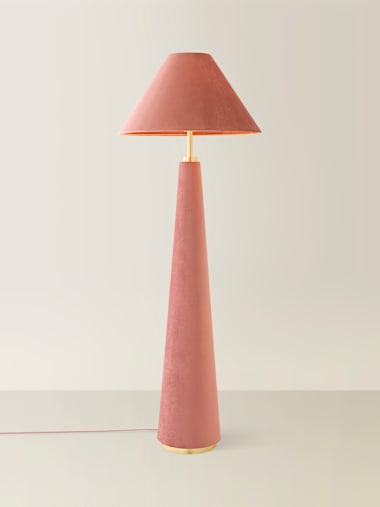 Pink Velvet Conical Floor Lamp