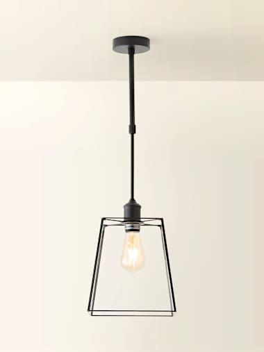 Matte Black Glass Shade Adjustable Pendant Ceiling Light