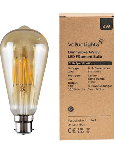 Pack of 3 x ES/E27 4W Warm White Pear Shaped Filament Bulb