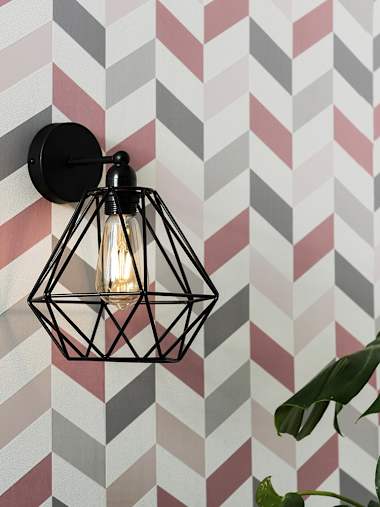 Black Industrial Wall Light with Black Cage Shade