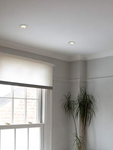 10 x Brushed Chrome Twist and Lock Fire Rated Downlights