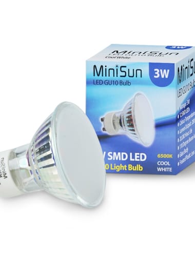 10 x 3W GU10 Cool White LED Bulbs