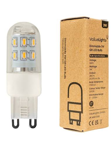 10 x Dimmable 3W G9 Warm White LED Capsule Bulbs