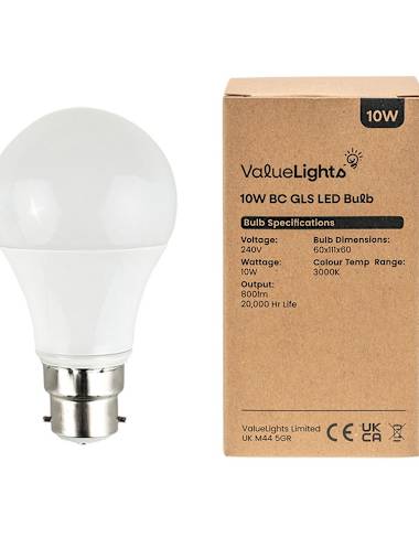 10 x 10W BC B22 Warm White LED GLS Bulbs