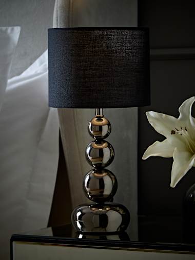 Black Chrome Table Lamp with Black Shade