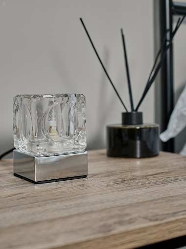 Cube Chrome Ice Touch Table Lamp