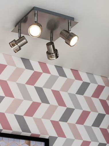 Touch 4-Way Brushed Chrome Square Plate Spotlight